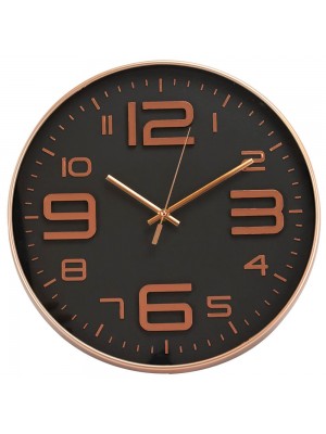 Relógio Parede Redondo Rosê Preto 34x34cm