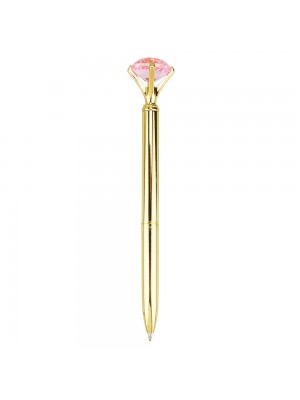 Caneta Roller Pen Dourado Diamante Rosa 1mm