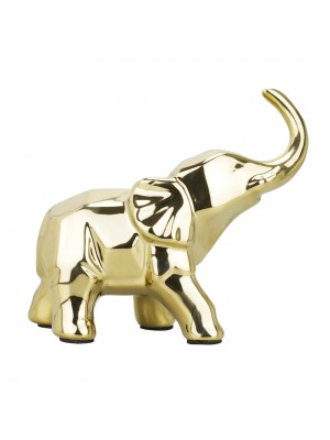 Enfeite Cerâmica Elefante Dourado 15cm