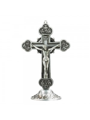 Crucifixo Prateado 15cm - Enfeite Metal