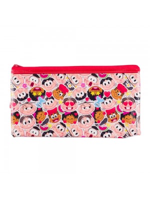 Necessaire Estojo Transparente Rosto Turma 11.5x21cm - Turma Da Mônica