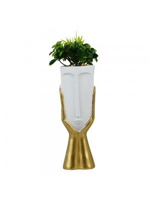Vaso Artificial Rosto Em Cima Mãos Modelo D 20cm