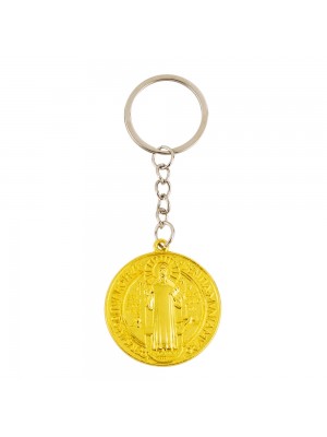 Chaveiro Dourado Medalhão São Bento 4cm