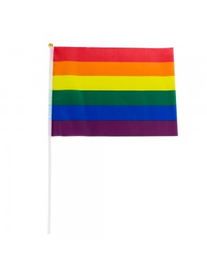 Bandeira Arco-Íris LGBT 27x20cm Com Haste Plástico
