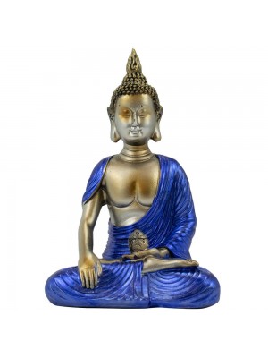 Buda Vestimenta Azul Bhumisparsha Mudra 12cm