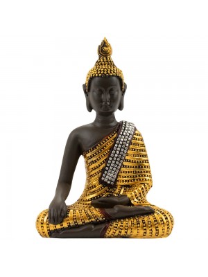 Buda Vestimenta Dourado Bhumisparsha Mudra 13cm