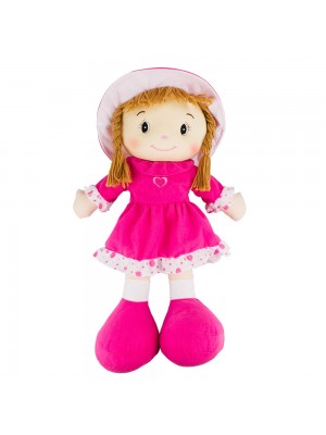 Boneca Chapéu Vestido Pink Coração 62cm