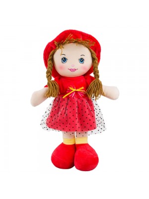 Boneca Chapéu Vestido Vermelho Pontilhado 40cm