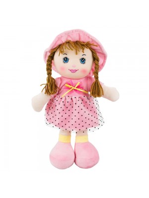 Boneca Chapéu Vestido Rosa Pontilhado 58cm