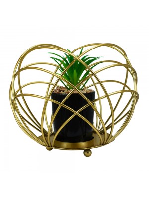 Vaso Planta Artificial Domo Dourado 13x15cm