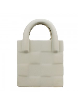 Vaso Cerâmica Bolsa Cinza 19.5cm